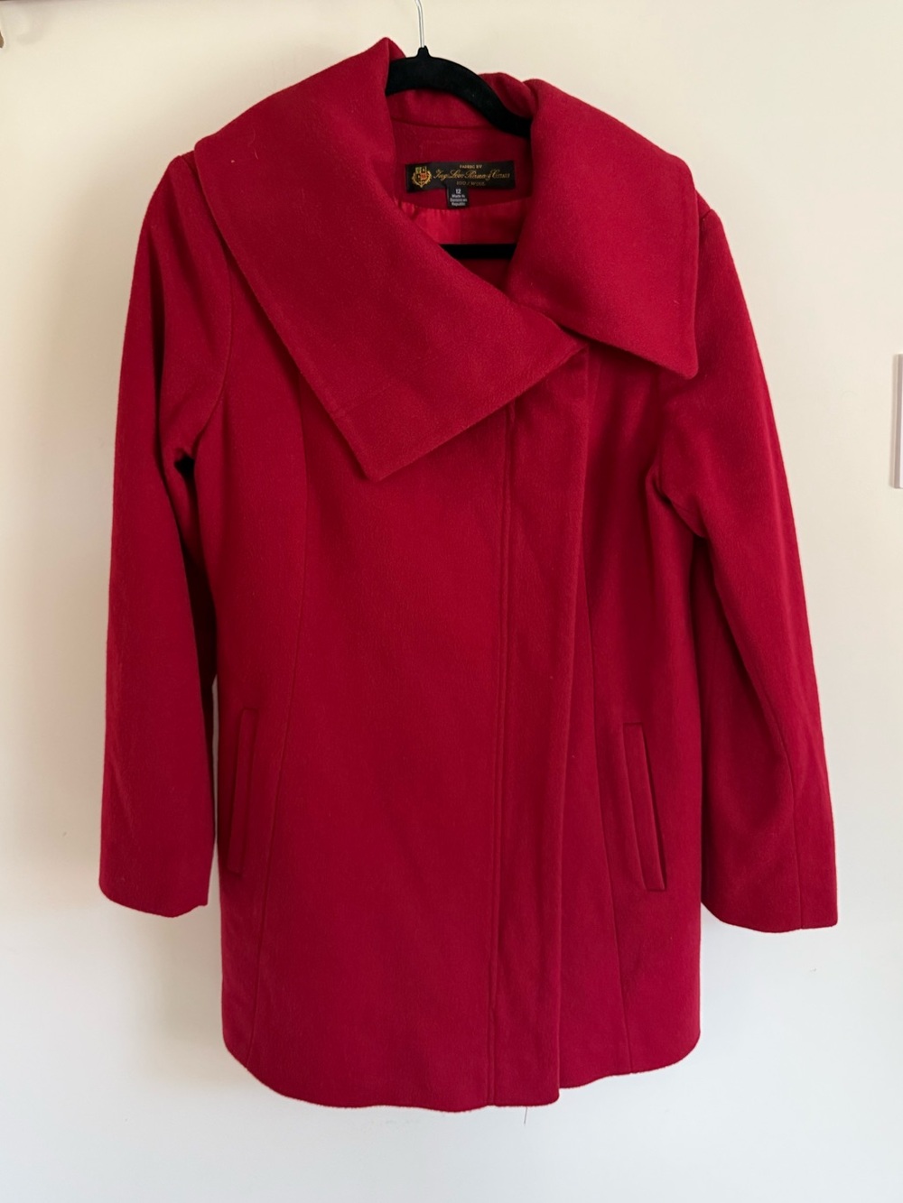 Red 100% Wool Cocoon Coat - Loro Piana and Saks - Size 12